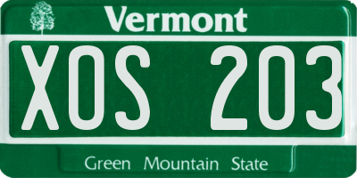 VT license plate XOS203