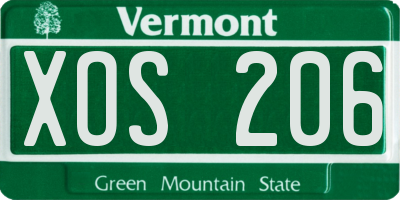 VT license plate XOS206