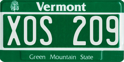 VT license plate XOS209