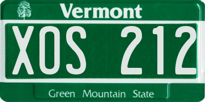 VT license plate XOS212