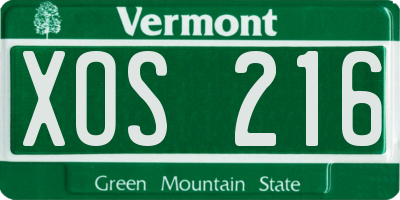 VT license plate XOS216