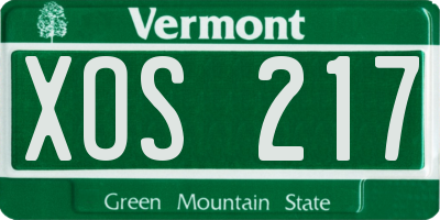 VT license plate XOS217