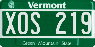 VT license plate XOS219
