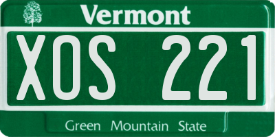 VT license plate XOS221