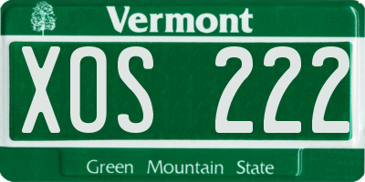 VT license plate XOS222