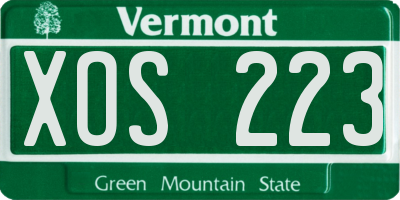 VT license plate XOS223
