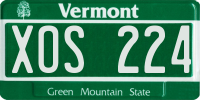 VT license plate XOS224