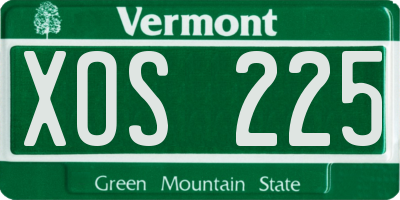 VT license plate XOS225