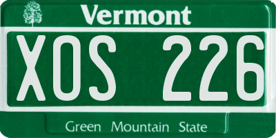 VT license plate XOS226