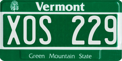 VT license plate XOS229