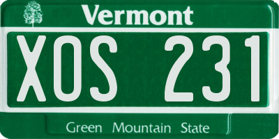 VT license plate XOS231