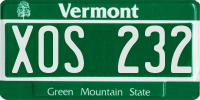 VT license plate XOS232