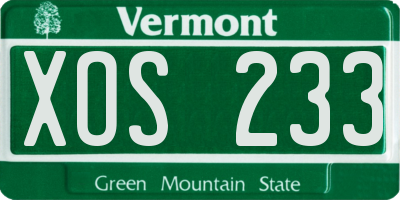 VT license plate XOS233