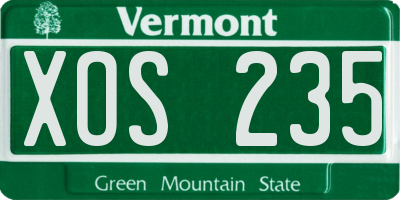VT license plate XOS235