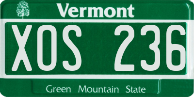 VT license plate XOS236