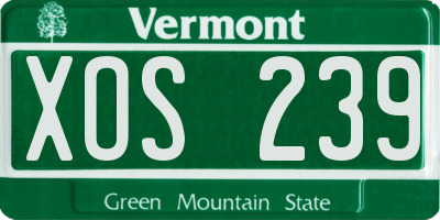 VT license plate XOS239