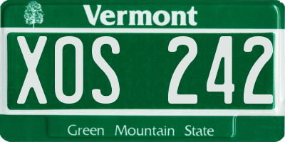 VT license plate XOS242