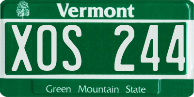 VT license plate XOS244