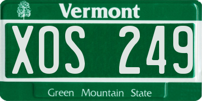 VT license plate XOS249