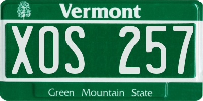 VT license plate XOS257