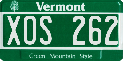 VT license plate XOS262
