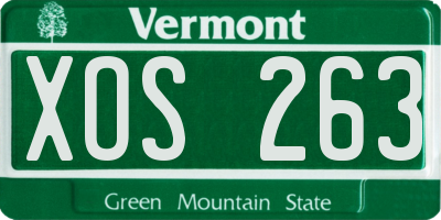 VT license plate XOS263