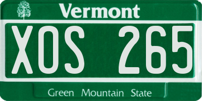 VT license plate XOS265