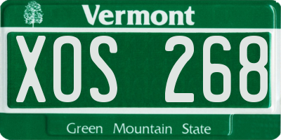 VT license plate XOS268