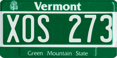 VT license plate XOS273