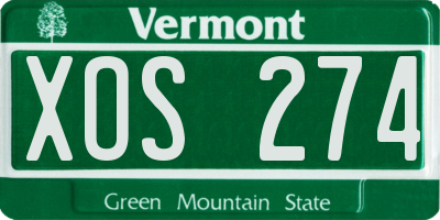 VT license plate XOS274