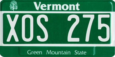 VT license plate XOS275