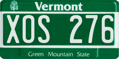 VT license plate XOS276