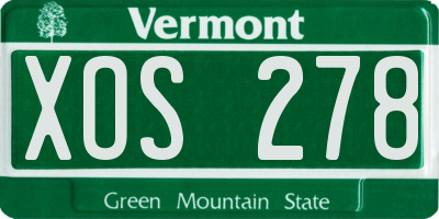 VT license plate XOS278