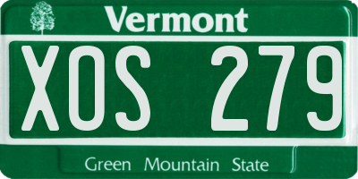 VT license plate XOS279
