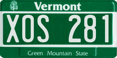 VT license plate XOS281