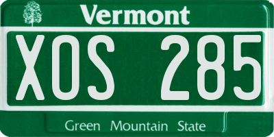 VT license plate XOS285