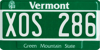 VT license plate XOS286