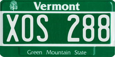 VT license plate XOS288
