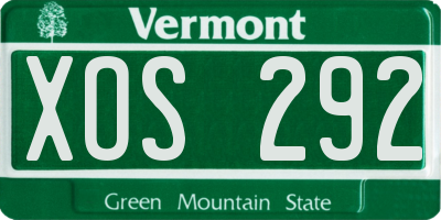 VT license plate XOS292