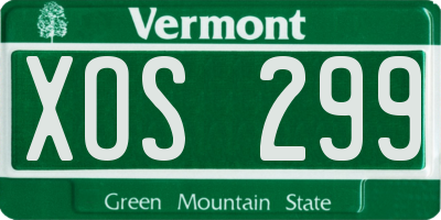 VT license plate XOS299