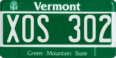 VT license plate XOS302