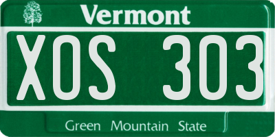 VT license plate XOS303