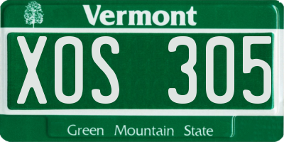 VT license plate XOS305