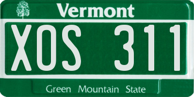 VT license plate XOS311
