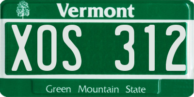 VT license plate XOS312