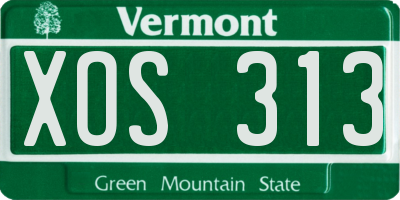 VT license plate XOS313