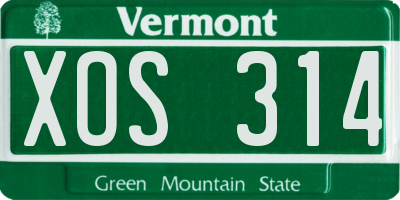 VT license plate XOS314