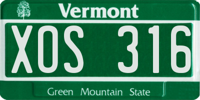 VT license plate XOS316
