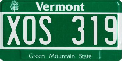 VT license plate XOS319