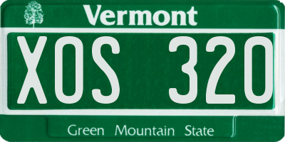 VT license plate XOS320